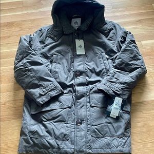 Rainforest Mens Oxford Thermoluxe Filled Parka Jacket Gray Hooded Pockets L New